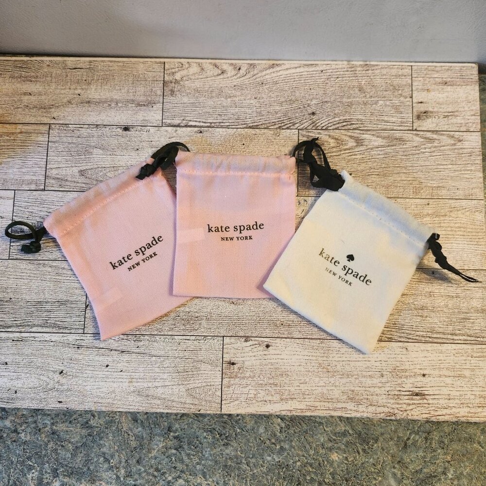3 Kate Spade New York Drawstring Jewelry Bag Pouch Set